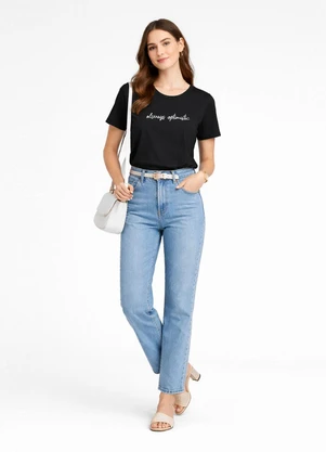 Infinita Cor - Blusa Feminina com Estampa Preto - INFINITA COR