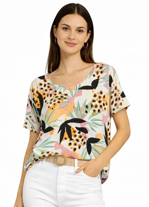 Infinita Cor - Blusa Feminina com Estampa Rotativa Branco - INFINITA COR