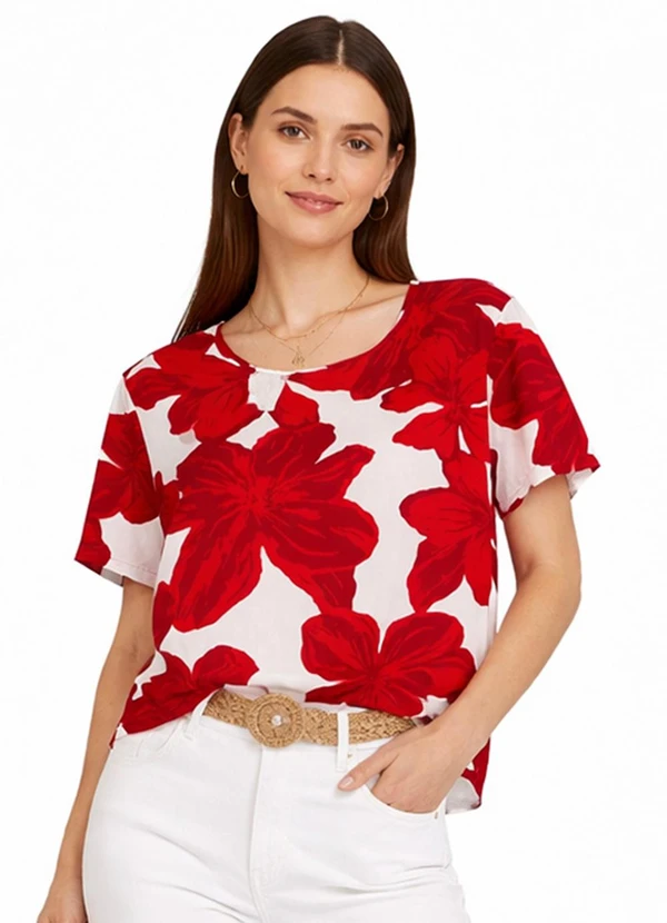 Infinita Cor - Blusa Feminina com Estampa Rotativa Branco