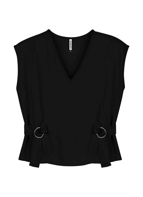 Marialícia - Blusa Feminina com Fivela Preto