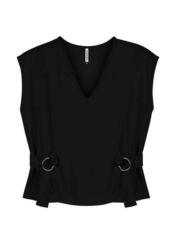 Marialícia - Blusa Feminina com Fivela Preto