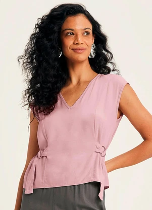 Marialícia - Blusa Feminina com Fivela Rosa - MARIALÍCIA