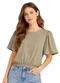 Infinita Cor - Blusa Feminina com Franzido na Manga Laranja - variação: Bege