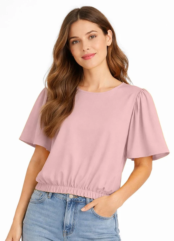 Infinita Cor - Blusa Feminina com Franzido na Manga Rosa