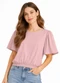 Infinita Cor - Blusa Feminina com Franzido na Manga Laranja - variação: Rosa
