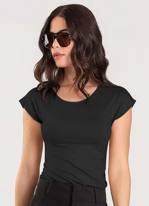 Dianna - Blusa Feminina com Franzido Preto - DIANNA