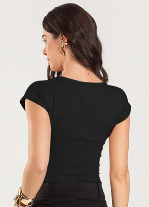 Dianna - Blusa Feminina com Franzido Preto - DIANNA
