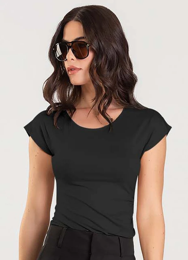 Dianna - Blusa Feminina com Franzido Preto