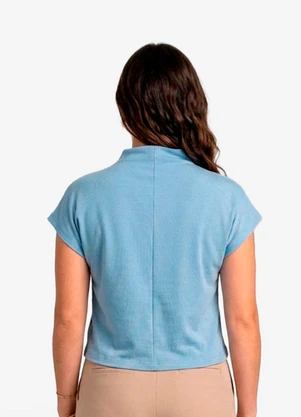 Infinita Cor - Blusa Feminina com Gola Chaminé Azul - INFINITA COR