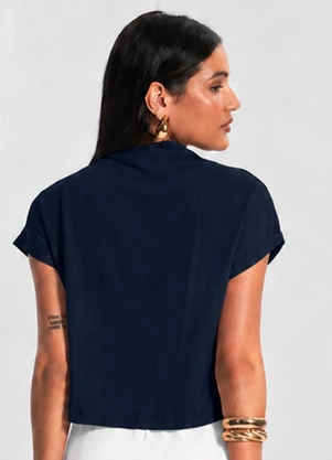 Infinita Cor - Blusa Feminina com Gola Chaminé Azul - INFINITA COR