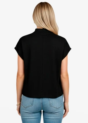Infinita Cor - Blusa Feminina com Gola Chaminé Preto - INFINITA COR