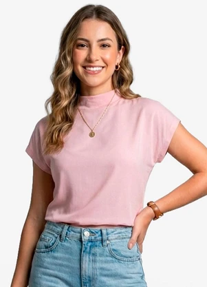 Infinita Cor - Blusa Feminina com Gola Chaminé Rosa - INFINITA COR