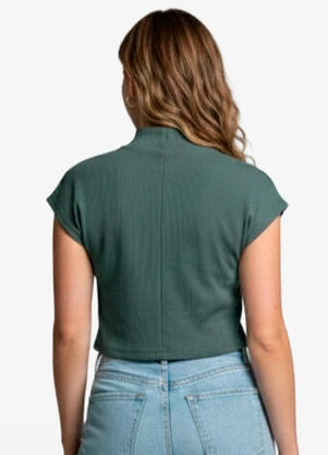 Infinita Cor - Blusa Feminina com Gola Chaminé Verde - INFINITA COR