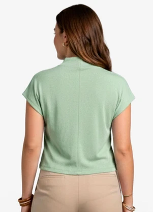 Infinita Cor - Blusa Feminina com Gola Chaminé Verde - INFINITA COR