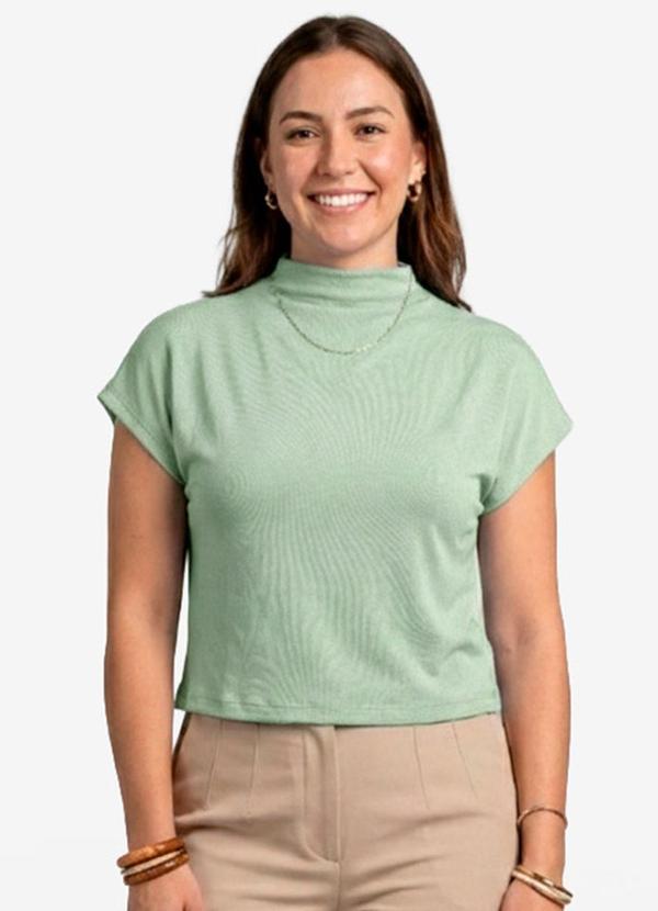 Infinita Cor - Blusa Feminina com Gola Chaminé Verde