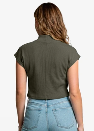 Infinita Cor - Blusa Feminina com Gola Chaminé Verde - INFINITA COR