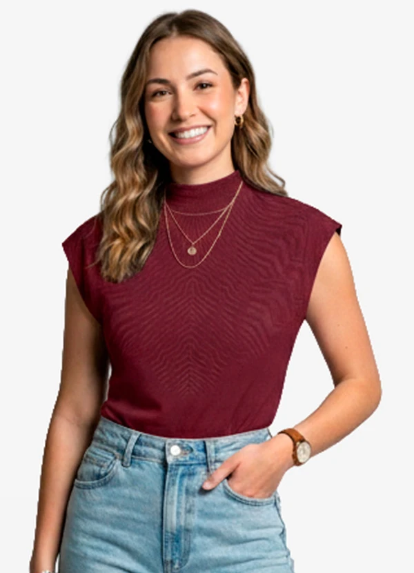 Infinita Cor - Blusa Feminina com Gola Chaminé Vermelho