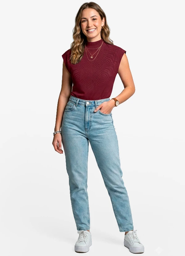 Infinita Cor - Blusa Feminina com Gola Chaminé Vermelho 3