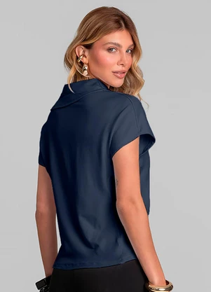 Dianna - Blusa Feminina com Gola Diferenciada Azul - DIANNA