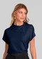 Dianna - Blusa Feminina com Gola Diferenciada Preto - variação: Azul