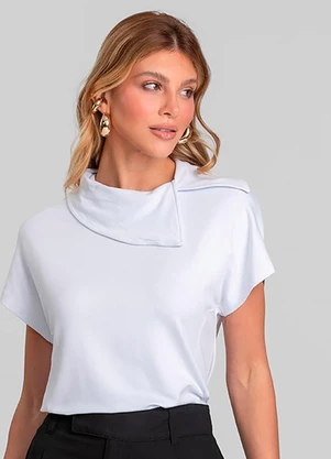 Dianna - Blusa Feminina com Gola Diferenciada Branco - DIANNA
