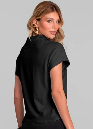 Dianna - Blusa Feminina com Gola Diferenciada Preto - DIANNA