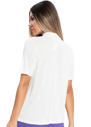 Rovitex - Blusa Feminina com Gola Dupla Visco Tricot Bege - ROVITEX