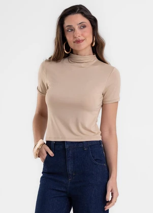 Rovitex - Blusa Feminina com Gola em Viscotorcion Bege - ROVITEX