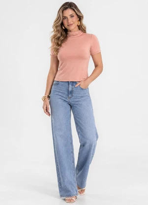Rovitex - Blusa Feminina com Gola em Viscotorcion Rosa - ROVITEX