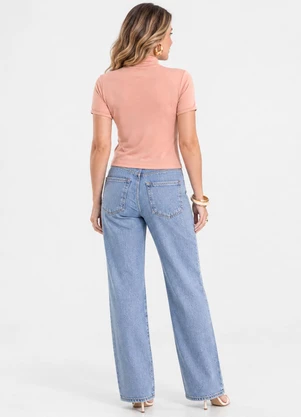 Rovitex - Blusa Feminina com Gola em Viscotorcion Rosa - ROVITEX