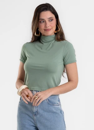 Rovitex - Blusa Feminina com Gola em Viscotorcion Verde - ROVITEX