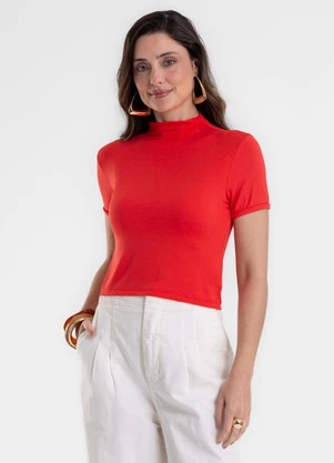 Rovitex - Blusa Feminina com Gola em Viscotorcion Vermelho - ROVITEX