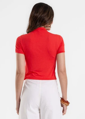 Rovitex - Blusa Feminina com Gola em Viscotorcion Vermelho - ROVITEX