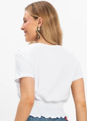 Dianna - Blusa Feminina com Lastex Branco - DIANNA
