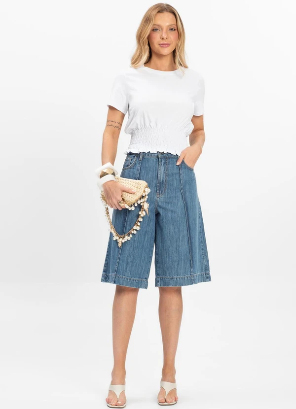 Dianna - Blusa Feminina com Lastex Branco 3