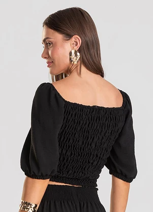 Dianna - Blusa Feminina com Lastex Preto - DIANNA