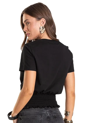 Dianna - Blusa Feminina com Lastex Preto - DIANNA