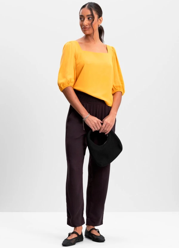 Essendi - Blusa Feminina com Manga Balonê Amarelo 2