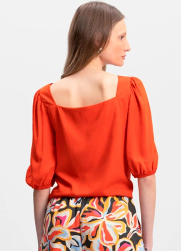 Essendi - Blusa Feminina com Manga Balonê Laranja 2