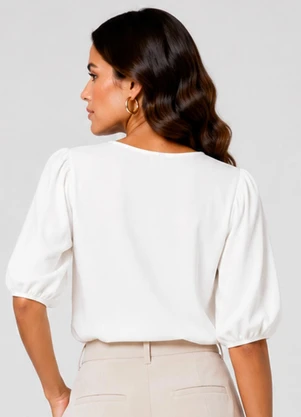 Infinita Cor - Blusa Feminina com Manga Bufante Branco - INFINITA COR