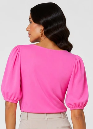 Infinita Cor - Blusa Feminina com Manga Bufante Rosa - INFINITA COR