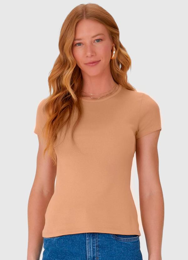 Malwee - Blusa Feminina com Manga Curta em Algodão Marrom