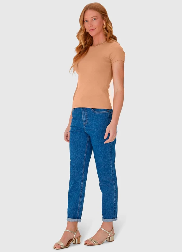 Malwee - Blusa Feminina com Manga Curta em Algodão Marrom 3