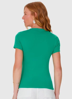 Malwee - Blusa Feminina com Manga Curta em Algodão Verde - MALWEE