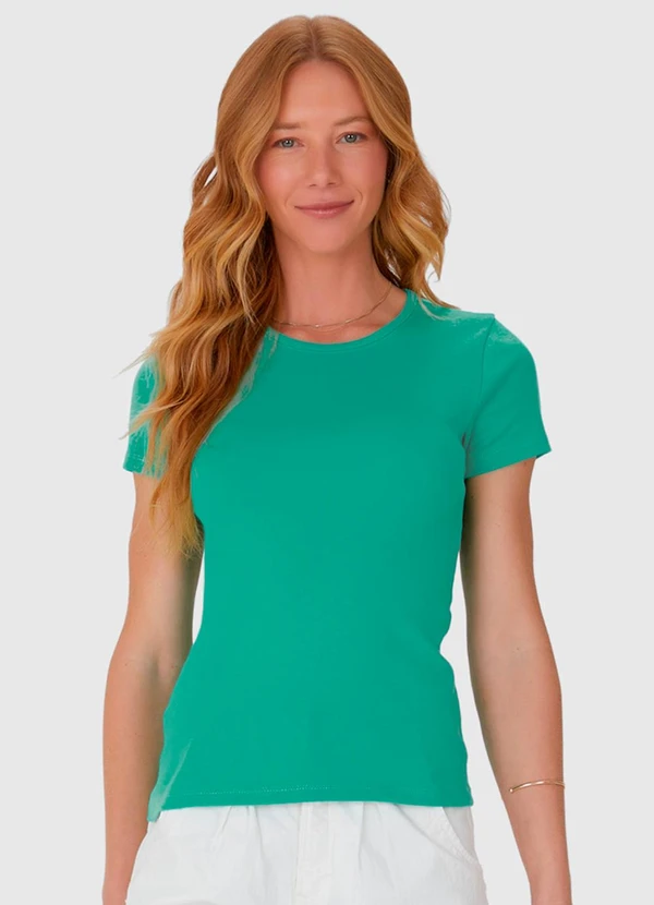 Malwee - Blusa Feminina com Manga Curta em Algodão Verde