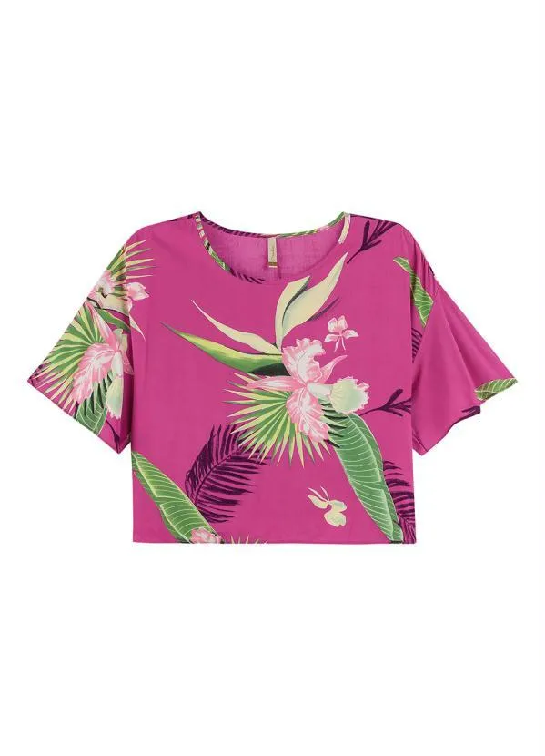 Marialícia - Blusa Feminina com Manga Flare Marialícia Rosa