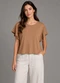 Infinita Cor - Blusa Feminina com Manga Franzida Marrom - variação: Bege