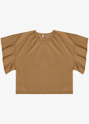 Infinita Cor - Blusa Feminina com Manga Franzida Marrom - INFINITA COR