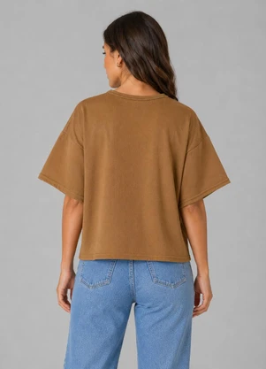Infinita Cor - Blusa Feminina com Manga Franzida Marrom - INFINITA COR