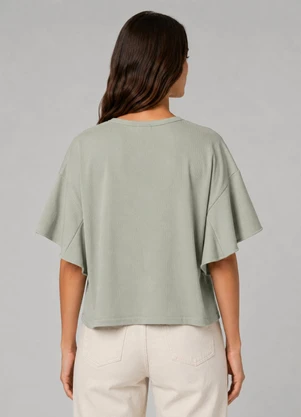 Infinita Cor - Blusa Feminina com Manga Franzida Verde - INFINITA COR